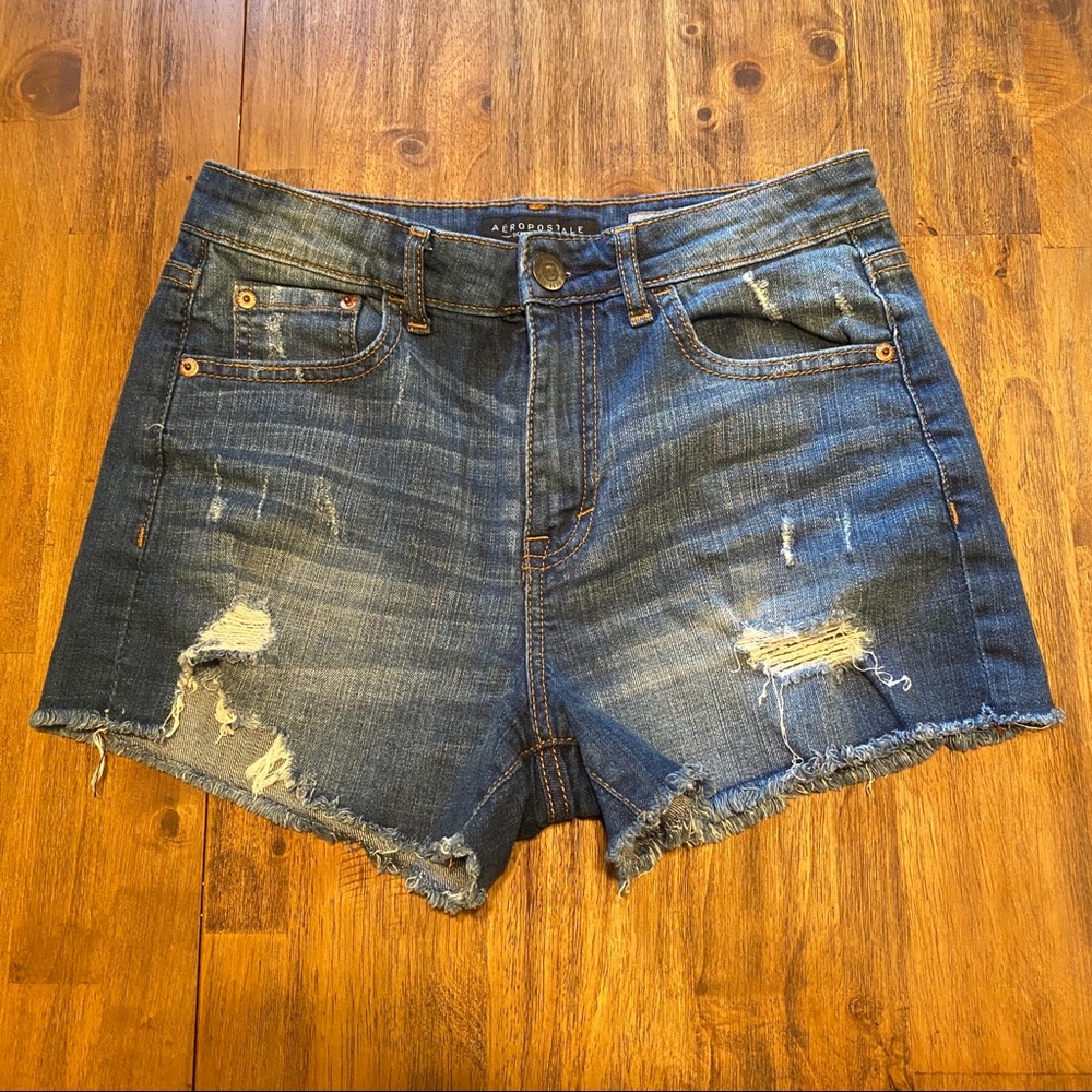 Aeropostale High Waisted Midi Jean Shorts Size 6
